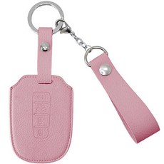 오시에나 자동차 가죽 스마트 차키케이스 스프링 키홀더, 베이비핑크, 현대기아범용(4버튼)
