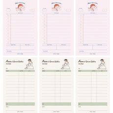 Flyingwhales 紅髮安妮便條紙 E 學習計畫 3入 + 收據 3入 套組, 混合色, 1套