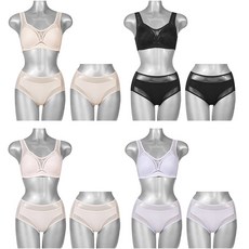 RealComfortLingerie 人造絲胸罩 4種+內褲 4種*2入組