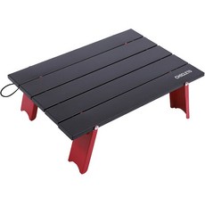 시크레토 초간단 경량 미니 롤 캠핑 테이블, 블랙 + 레드