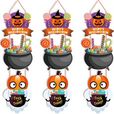 PARTYSHOW 萬聖節入口裝飾掛旗 3層南瓜幽靈 B, 混合色, 3個