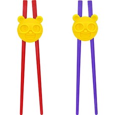 UINLUI 兒童用Super Jek EQ矯正筷 2種組, 紅色、淡紫色, 1組