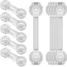 PICKYPICKS 安全鎖 一字型 5入 + 帶狀 5入 組合, 透明, 1套