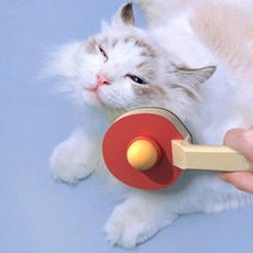 랜보어 반려동물 핑퐁 원터치 브러쉬 190 x 80 x 50 mm, 1개, 레드