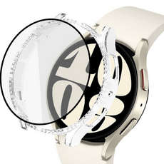 루아러블 갤럭시워치 강화유리 풀커버 큐빅 액정필름 케이스, 투명, 1개