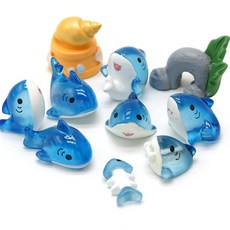FORES 水族箱裝飾迷你鯊魚公仔 10件組, 混色