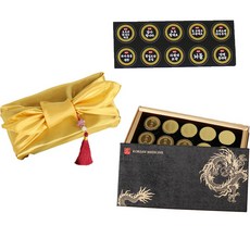 Lisov 錢辰丹 韓藥 拱辰丹 驚喜生日零用錢盒 含文字 O 10入 + 包袱巾套組, 10罐+包袱包裝套裝, 混合色, 1套