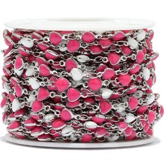 Allode 彩色愛心混搭DIY鍊條 1m, 粉紅色 + 銀色, 1個