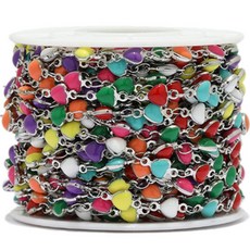 알로데 컬러풀 하트 믹스 DIY 체인 1m, 믹스 + 실버, 1개