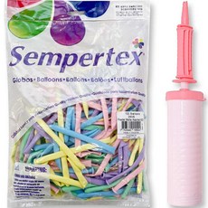 Joy Party Semper TeX魔法氣球 260S Pastel Mate混合 100入+打氣筒組, 隨機出貨（氣球）、馬卡龍粉紅（手動幫浦）, 1組