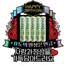 Vivid rain 生日零用錢活動蛋糕插牌 + 2支棒子 + 專用盒套組, 184 快樂零用錢, 1個