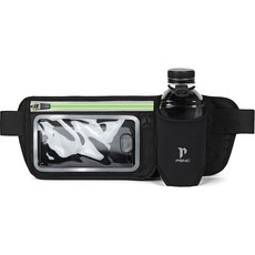 peggynco 日常運動機能性慢跑跑步露營登山桌球羽球釣魚多功能腰包 PCB-039, 黑色（螢光綠拉鍊）