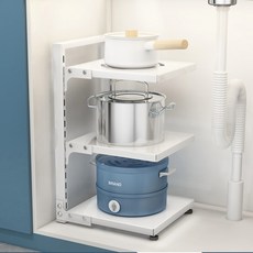 DLNR 平底鍋盤子鍋具整理架, 3層, 白色, 1個