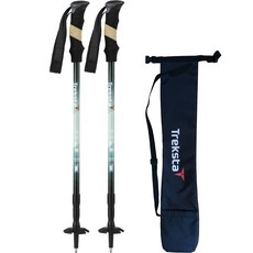 Treksta Challenger 3節超輕量登山杖 2入 + 登山杖收納袋套組, 綠色