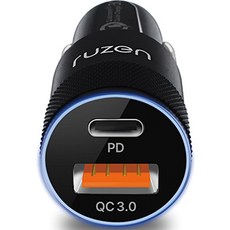 ruzen 車用點煙器 QC 3.0+PD 雙孔高速充電器, 單一商品, 單一顏色
