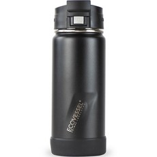 ECOVESSEL Pok彈蓋式不鏽鋼保溫瓶, 黑色影子, 473ml