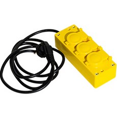 banaco 安全蓋彩色3孔延長線, 2m, 黃色, 1個