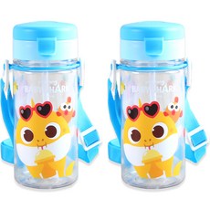 Izoum Baby Shark 一觸式防溢吸管嬰兒水桶 2 件, 2個, 混色