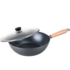 IH感應爐適用鑄鐵深炒鍋+玻璃鍋蓋組, 1組, 28cm