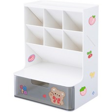 TUCO.B 多用途收納整理盒 簡約桌面收納架 抽屜式多功能收納座 + DIY裝飾貼紙組, 白色半透明(多功能收納座), 1套