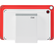 naturnic 雙胞胎砧板 2種+刀具架組, 切菜板白色+紅色+刀塊盒, 1組