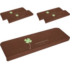 防滑夜光樓梯墊, 夜光幸運草棕色, 5個