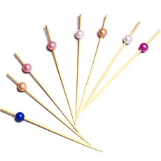 이홈베이킹 대나무 진주픽 혼합색상 12cm 100p 세트, 1세트, 100개