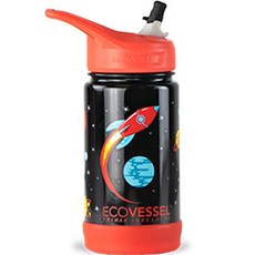 ECOVESSEL Frost12孩童用不鏽鋼吸管水壺, 火箭, 355ml