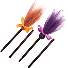P&B UNITY 萬聖節女巫緞帶掃帚2件組, 01紫色&橘色, 1套