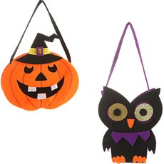 P&B UNITY 萬聖節毛氈糖果籃 2件組, 04 南瓜+貓頭鷹, 1組