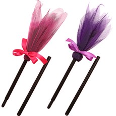 P&B UNITY 萬聖節女巫緞帶掃帚2件組, 02紫色&粉紅色, 1套