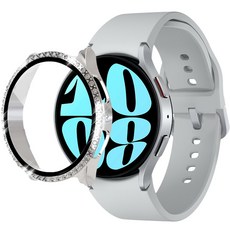 SPACE SHIELD 適用Galaxy Watch 亮面水鑽全包覆保護殼 44mm, 銀色