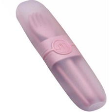 Rodyshu廚房攜帶式餐具組 R74, 湯匙+筷子+叉子+收納箱, 粉色