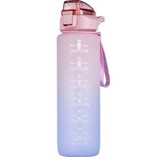 便攜式運動水壺+便攜式掛繩組, 粉色, 1L