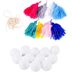 PARTYSHOW 粉彩流蘇掛旗 + LED棉球燈套組, 燈光白色(棉球燈), 1套