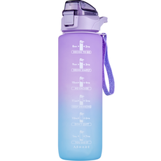 便攜式運動水壺+便攜式掛繩組, 紫色, 1L