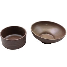 Dalsogang甜味陶瓷飯碗湯碗空碗組, 棕色, 飯碗+湯碗