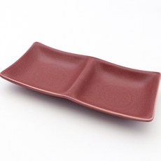 Dalsogeum 國產陶瓷2格小菜分格盤, 紅色, 1個