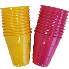 生日派對彩色塑膠杯 黃色 10個+粉紅色 10個, 1組