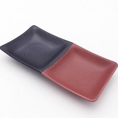 Dalsogeum 國產陶瓷2格小菜分格盤, 紅色 + 黑色, 1個