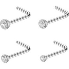 젤루나 여성용 써지컬스틸 기본 큐빅 코 피어싱 4종 세트 P-43