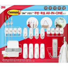 3M Command 無痕 廚房浴室小物多合一套組, 混合色, 1套