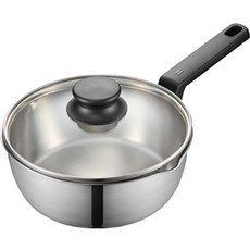 PNPOONGNYUN IH感應爐適用單柄平底炒鍋, 黑色 銀色, 20cm, 1個