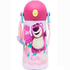 LiLFANT 迪士尼熊抱哥背帶不鏽鋼彈蓋水瓶, 混色, 460ml