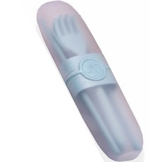 Rodyshu廚房攜帶式餐具組 R74, 湯匙+筷子+叉子+收納箱, 藍色