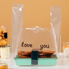 Maket Gamseong 透明便利食品塑膠袋 love you, 50個, 1個