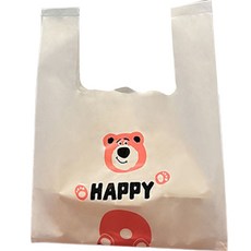 Maket Gamseong 不透明外帶手提塑膠袋 小號 快樂熊, 50個, 1個