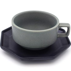 月鹽 撞色咖啡杯組, 灰色 + 黑色, 1套