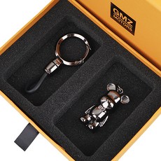 GMZ MOTORS 鍍鉻熊鑰匙圈 鑰匙扣, 黑色, 1個