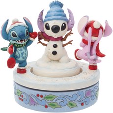 魔法城堡 迪士尼 旋轉雪人 史迪奇與安琪 公仔 17cm, 1個
